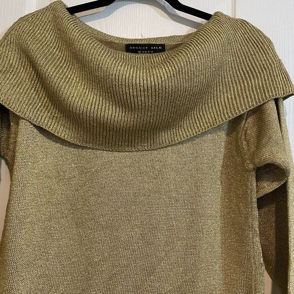 August Silk Knits Sweater Womens Small Shimmer Gold - Picture 4 of 10